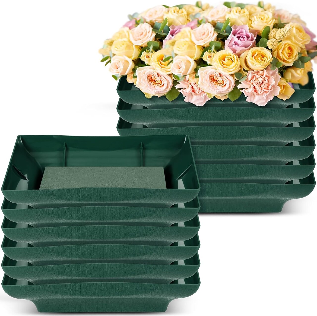12 Pack Large Size 8.5 x 6.7 Inch Floral Foam Bowl Floral Arrangements Supplies Foam in Bowls Flower Bowl with Blocks Kits for Table Party Wedding Festival Flower Holiday Decorating